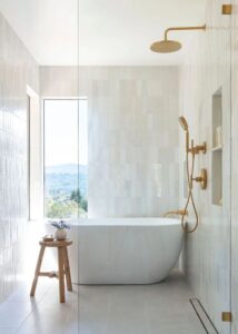 Wet Room and Exposed Plumbing - Mom's Design Build 2025 Top Interior Design Trends